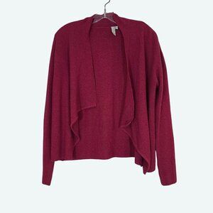 Sahalie Pink Open‎ Front Waterfall Knit Cardigan Cotton Blend Size Small
